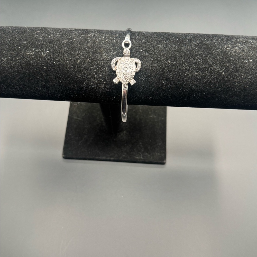 Silver Turtle Bangle Bracelet - image 2